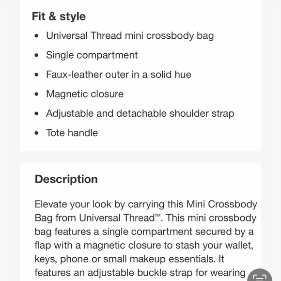 Universal Thread Faux Leather Mini Crossbody Bag Purse Whipstitch Cream - Picture 6 of 7